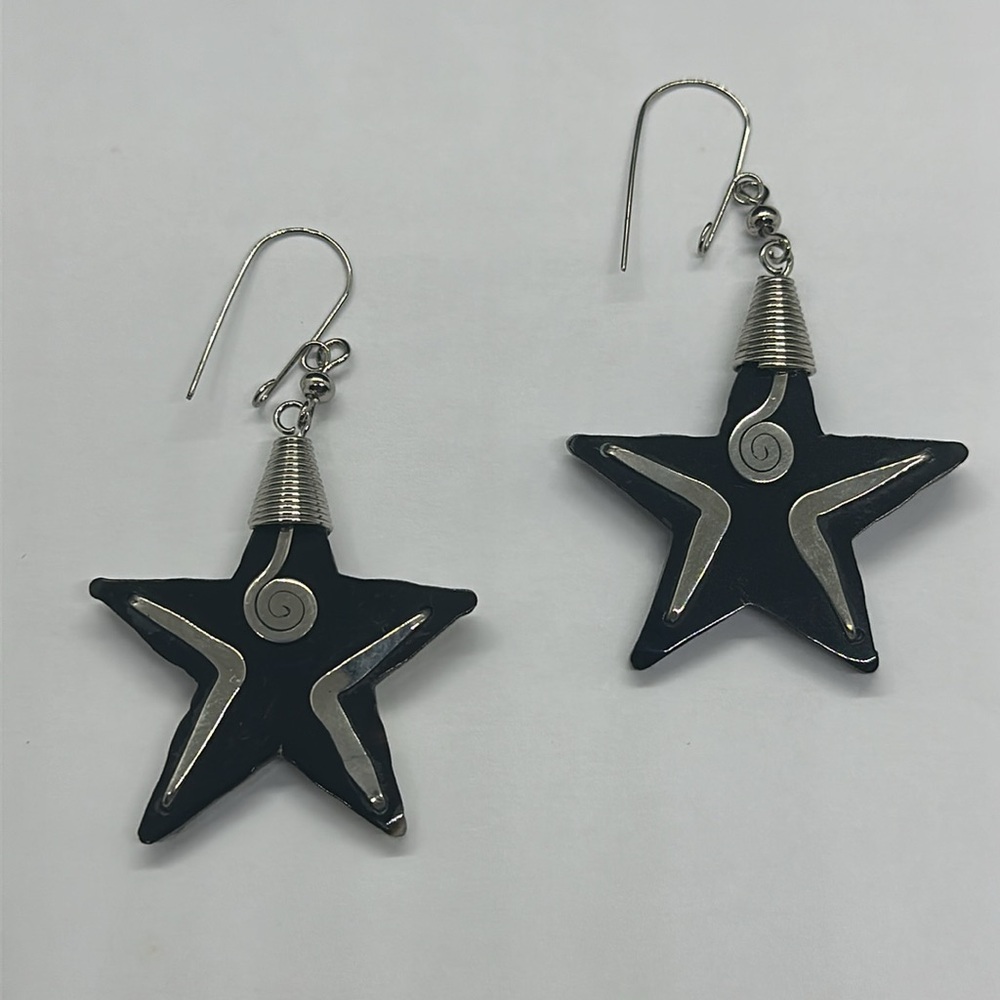 Brand new horn earrings handcrafted with “alpaca” metal handmade South American